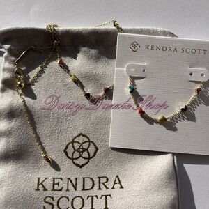 ✨Kendra Scott Haven Heart Gold Strand Necklace in Multi Mix New